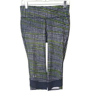Under Armour Womens Capri Leggings M Blk/Wht/Y HeatGear Workout Athletic Runner